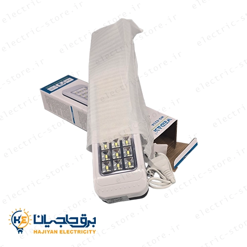 اقلام داخل جعبه چراغ اضطراری ویداسی مدل WD 823A